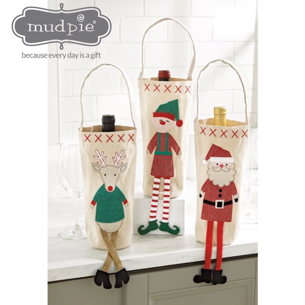 Mud Pie Christmas Character Wine Bag